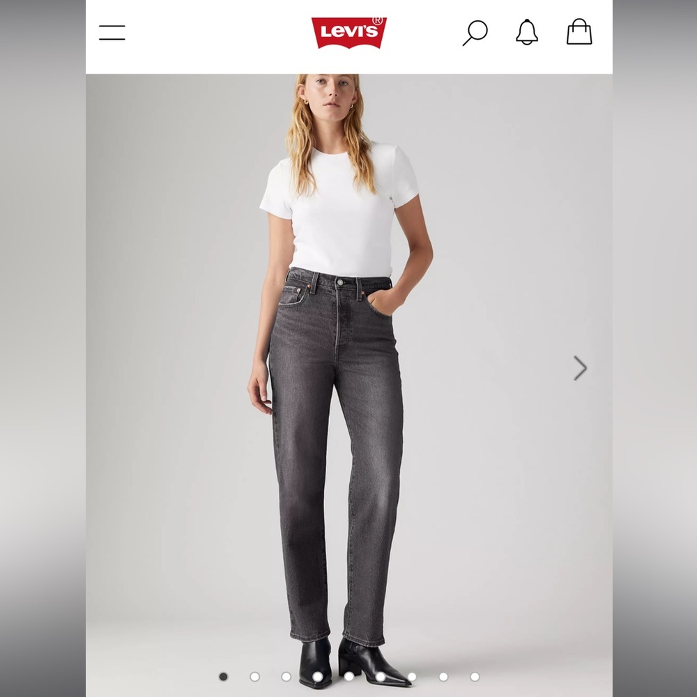 Levi’s Premium 501 Black Denim Jeans Ribcage Straight Button Fly Women’s 24 - Picture 2 of 4